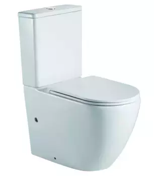 Унитаз-компакт безободковый Point Сатурн PN42901, крышка микролифт, режим смыва торнадо, цвет белый