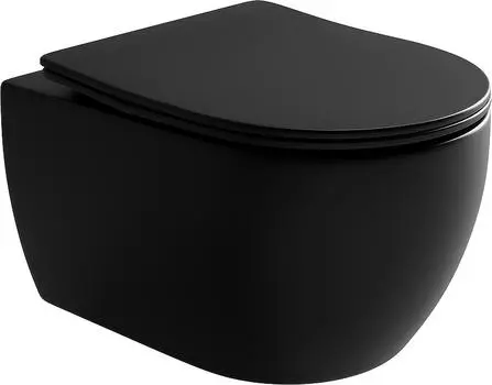 Унитаз подвесной Ceramica Nova Play CN3001MB безободковый, с сиденьем микролифт, черный матовый
