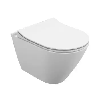 Унитаз подвесной Cersanit city smart Clean On DPL EO slim LP, 64822, безободковый, крышка микролифт, цвет белый