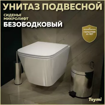Унитаз подвесной Teymi Helmi T40303 белый глянец, с сиденьем микролифт