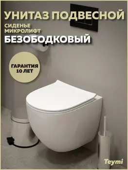 Унитаз подвесной Teymi Lina T40105 белый глянец, с сиденьем микролифт