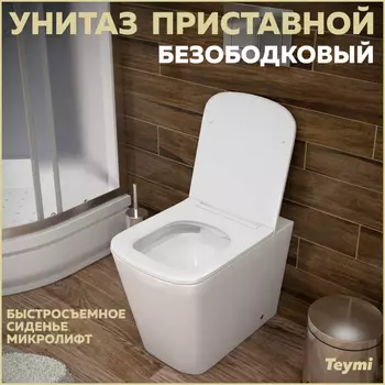 Унитаз приставной Teymi Helmi T40108 белый глянец, с сиденьем микролифт