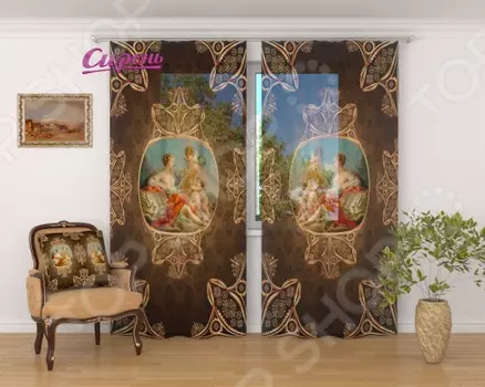 Фотошторы Сирень «Девушка и ангелы»