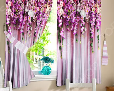 Комплект фотоштор ТамиТекс «Ламбрекен из цветов»