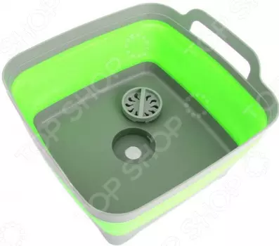 Мойка-корзина складная Bradex «Дачный сезон» с ручками. Цвет: зеленый, серый