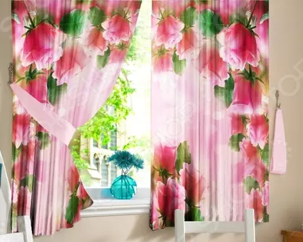 Шторы для кухни «Розовая арка»