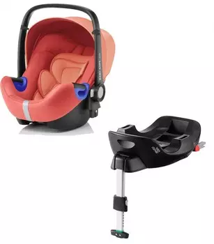 Автокресло-переноска группа 0+ (до 13 кг) BRITAX ROMER Baby-Safe i-Size Coral Peach + Flex Base (+ Защитный чехол СМЕШАРИКИ в подарок!)