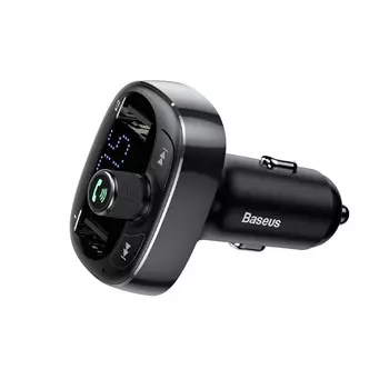 Автомобильное зарядное устройство с FM трансмиттером Baseus T typed Bluetooth MP3 charger with car holder Черный