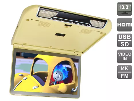 Автомобильный потолочный монитор 13.3" со встроенным FULL HD медиаплеером AVEL AVS440MPP (бежевый) (+ Автомобильные коврики в подарок!)