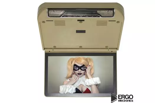 Автомобильный потолочный монитор 13.3" со встроенным Full HD медиаплеером ERGO ER13S-DVD (бежевый) (+ Салфетки из микрофибры в подарок)