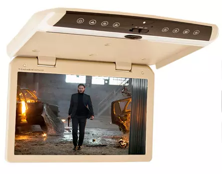 Автомобильный потолочный монитор 15.6" со встроенным Full HD медиаплеером ERGO ER156FH (бежевый) (+ Салфетки из микрофибры в подарок)