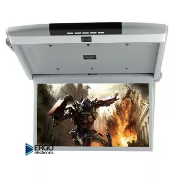 Автомобильный потолочный монитор 15.6" со встроенным Full HD медиаплеером ERGO ER15S (серый) (+ Салфетки из микрофибры в подарок)