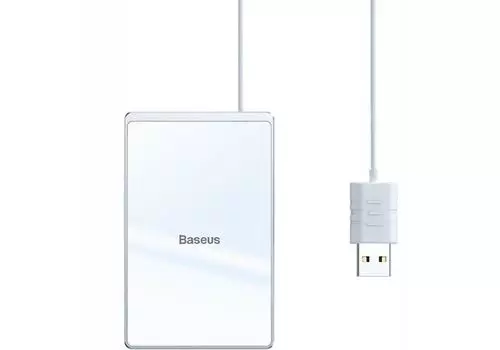 Беспроводная зарядка Baseus Card Ultra-thin Wireless Charger 15W (with USB cable 1m) Silver+White