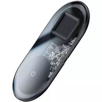 Беспроводное зарядное устройство Baseus Simple 2in1 Wireless Charger 18W Max For Phones+Pods Black