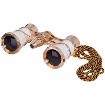 Бинокль Levenhuk Broadway 325F с подсветкой и цепочкой, белый (+ Антисептик-спрей для рук в подарок!)