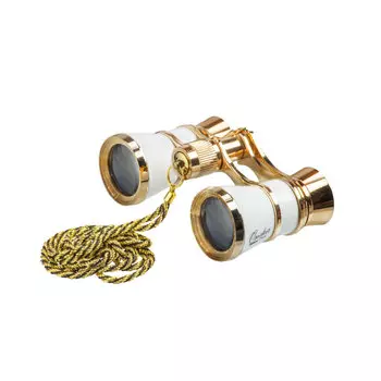 Бинокль театральный Veber Opera БГЦ 3x25, бело-золотистый, с цепочкой