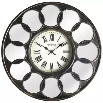 Часы настенные кварцевые ENERGY модель ЕС-122 круглые, зеркальные вставки (+ Антисептик-спрей для рук в подарок!)