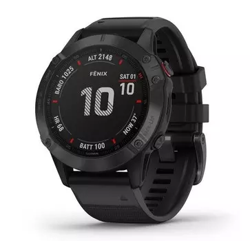 Черные часы Garmin Fenix 6 PRO с черным ремешком