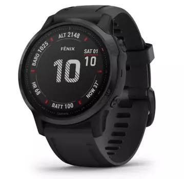 Черные часы Garmin Fenix 6S PRO с черным ремешком