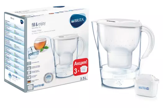 Фильтр-кувшин BRITA MARELLA XL MEMO 3MX+ Белый (3.5) 3 кассеты 1036326/1039298 (+ Антисептик-спрей для рук в подарок!)