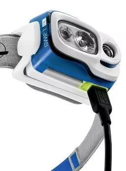 Фонарь светодиодный налобный Petzl Swift RL синий, 900 лм, аккумулятор (+ Антисептик-спрей для рук в подарок!)