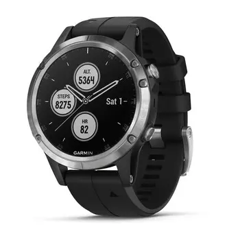 Garmin Fenix 5 PLUS серебристые с черным ремешком РОССИЯ