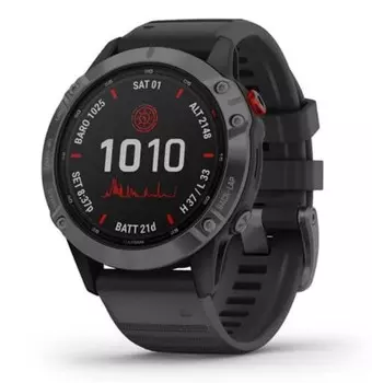 Garmin Fenix 6 PRO Solar серый с черным ремешком