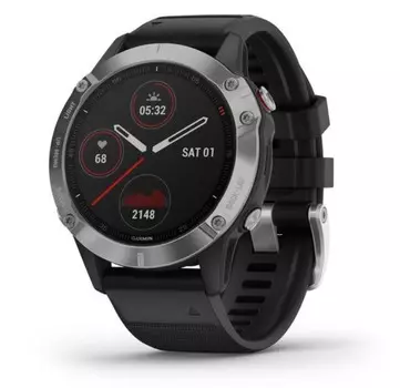 Garmin Fenix 6 серебристый с черным ремешком