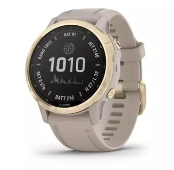 Garmin Fenix 6s Pro Solar золотистый с песочным ремешком