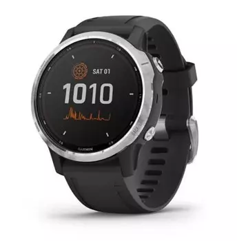 Garmin Fenix 6s Solar серебристый с черным ремешком