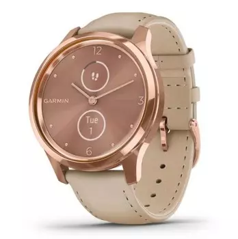 Garmin Vivomove Luxe розовое золото PVD 18K со светло-песочным ремешком из итальянской кожи