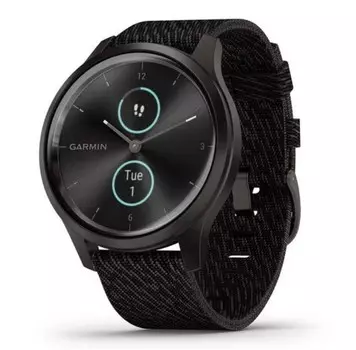 Garmin Vivomove Style графитовый с плетеным нейлоновым черным ремешком