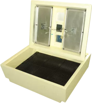 Инкубатор Золушка,100 яиц, руч.поворот (220В/12В),в комплекте решетки для куриных и гусиных яиц