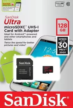 Карта памяти micro SDXC 128Gb SanDisk Ultra UHS-1