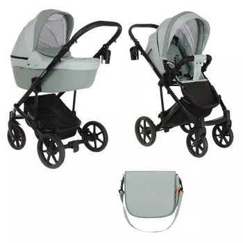 Коляска 2 в 1 Pituso Confort короб + прогулка Ментол + Кожа Misty Mint/Plus (+ Защитный чехол СМЕШАРИКИ в подарок!)