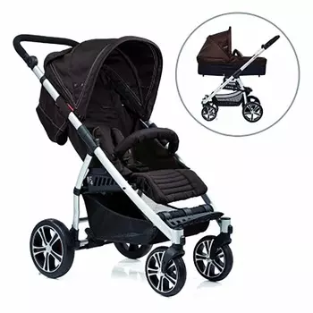 Коляска GESSLEIN S4 Air+ Black/cognac Черный Коньячный с кожаной ручкой (+ Защитный чехол СМЕШАРИКИ в подарок!)