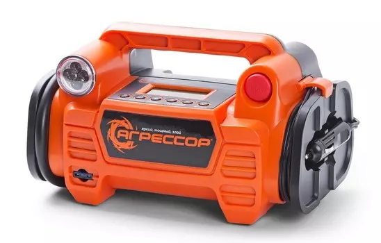 Компрессор цифровой с фонарем АГРЕССОР 5 в 1 AGR-40 Digital (12В, 160Вт, 35 л/мин, фонарь, тестер) (+ Мешки для колёс в подарок!)