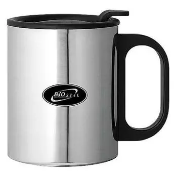 Кружка Biostal (0,45 литра) с пластиковой ручкой и крышкой (+ Антисептик-спрей для рук в подарок!)