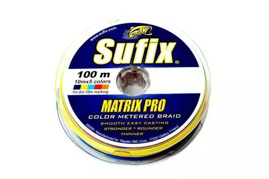 Леска плетеная SUFIX Matrix Pro разноцвет. 100м 0.15мм 10кг