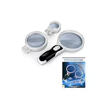 Лупа Kromatech ручная круглая со съемными линзами: 2,5x/ 90 мм; 5x/75 мм; 16x/37 мм, с подсветкой