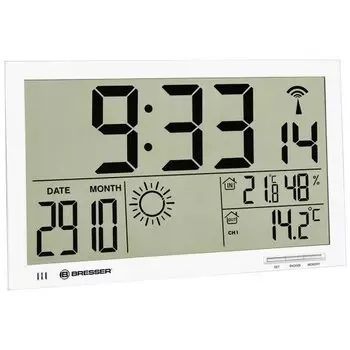 Метеостанция (настенные часы) Bresser MyTime Jumbo LCD, белая (+ Автомобильные коврики для впитывания влаги в подарок!)