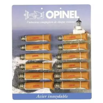 Набор-дисплей Opinel T095 из 12 ножей разных размеров из нержав стали (+ Антисептик-спрей для рук в подарок!)