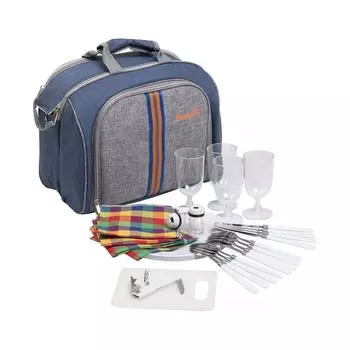 Набор для пикника на 4 персоны синий/серый (HS-425S-(4)BG) Helios (+ Антисептик-спрей для рук в подарок!)