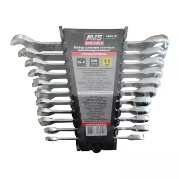 Набор ключей гаечных комбинированных трещоточных AVS K6N11P (8-19мм/11 предм.)