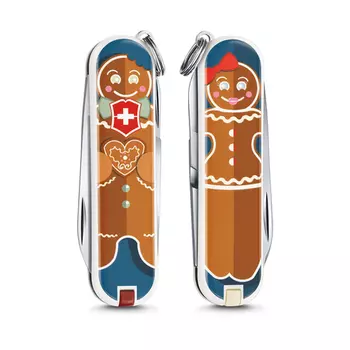 Нож-брелок Victorinox Classic LE 2019, 58 мм, 7 функций, "Gingerbread Love" (+ Антисептик-спрей для рук в подарок!)