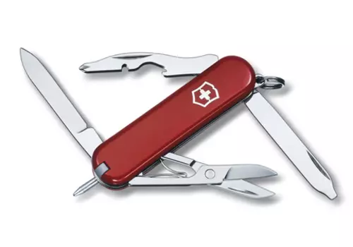 Нож-брелок Victorinox Classic Manager, 58 мм, 10 функций, красный (+ Антисептик-спрей для рук в подарок!)