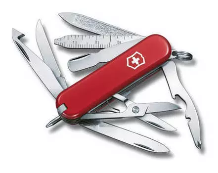 Нож-брелок Victorinox Classic MiniChamp, 58 мм, 16 функций, красный (+ Антисептик-спрей для рук в подарок!)
