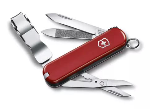 Нож-брелок Victorinox Classic Nail Clip 580, 65 мм, 8 функций, красный (+ Антисептик-спрей для рук в подарок!)