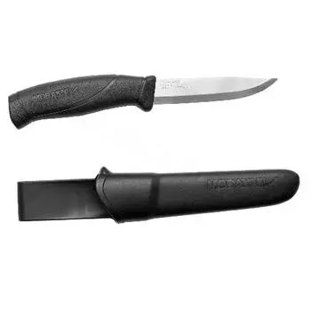 Нож Morakniv Companion Black, нержавеющая сталь, 12141 (+ Антисептик-спрей для рук в подарок!)