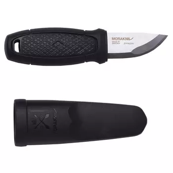 Нож Morakniv Eldris, нержавеющая сталь, цвет черный, с ножнами, 12647 (+ Антисептик-спрей для рук в подарок!)
